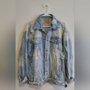 Amazon Oversized Distressed Denim Jacket, Size Large